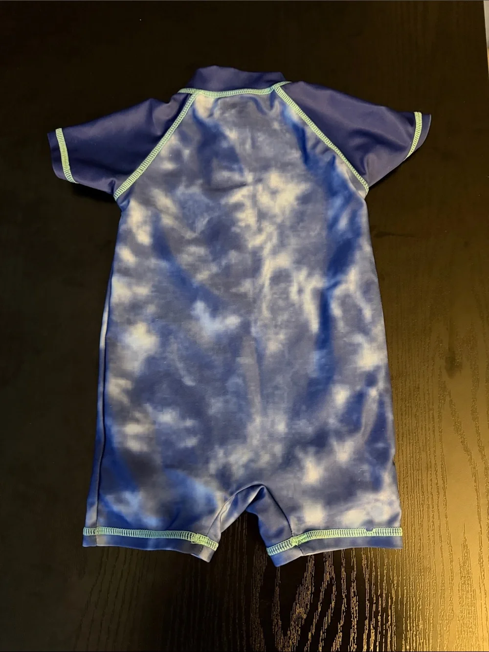Blue Tie-Dye Short Sleeve Zippered Kids Rash Guard